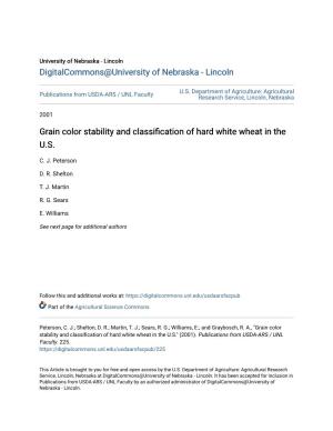 Grain Color Stability and Classification of Hard White Wheat in the U.S