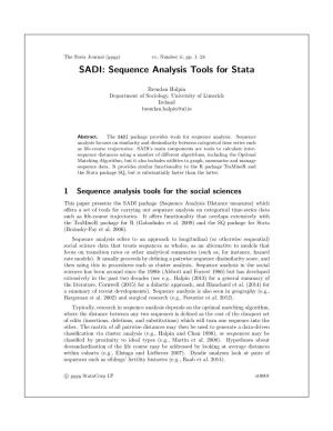 SADI: Sequence Analysis Tools for Stata