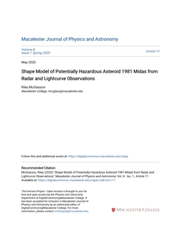 Shape Model of Potentially Hazardous Asteroid 1981 Midas from Radar and Lightcurve Observations