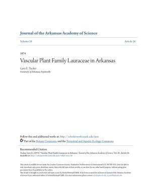 Vascular Plant Family Lauraceae in Arkansas Gary E
