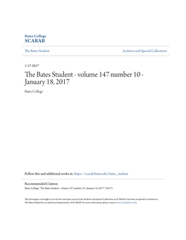 The Bates Student the VOICE of BATES COLLEGE SINCE 1873