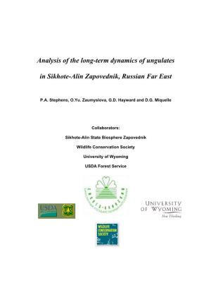 Analysis of the Long-Term Dynamics of Ungulates in Sikhote-Alin Zapovednik, Russian Far East