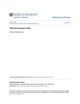 50Th Anniversary Index