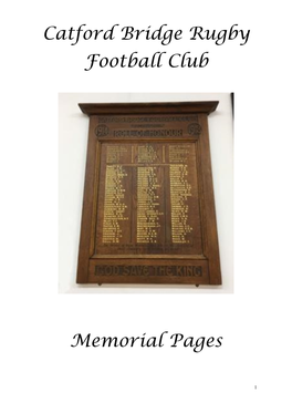 Catford Bridge Rugby Football Club Memorial Pages