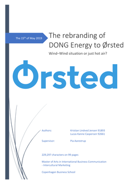 The Rebranding of DONG Energy to Ørsted