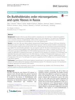 On Burkholderiales Order Microorganisms and Cystic Fibrosis in Russia Olga L