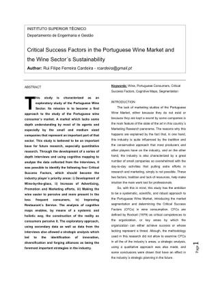 Critical Success Factors in the Portuguese Wine Market and The