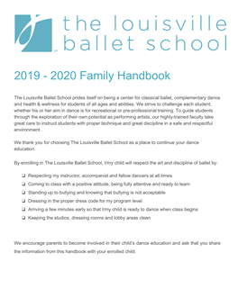 2019 - 2020 Family Handbook