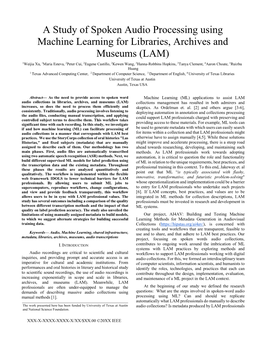 A Study of Spoken Audio Processing Using Machine Learning For