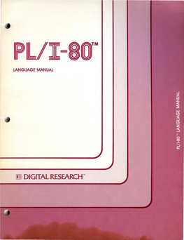Digital Researchtm Pl/I-80 Language Manual