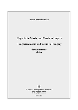 Ungarische Musik Und Musik in Ungarn Hungarian Music And