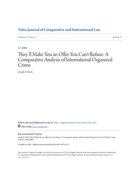 They'll Make You an Offer You Can't Refuse: a Comparative Analysis of International Organized Crime Joseph E