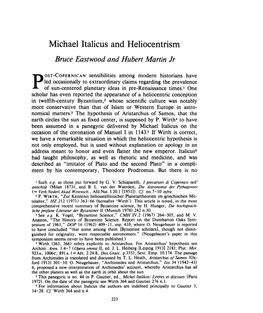 Michael Italicus and Heliocentrism , Greek, Roman and Byzantine Studies, 27:2 (1986:Summer) P.223