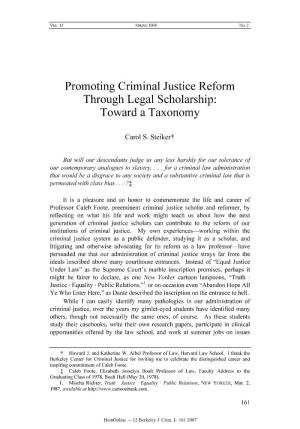 Promoting Criminal Justice Reform Through Legal Scholarship: Toward a Taxonomy