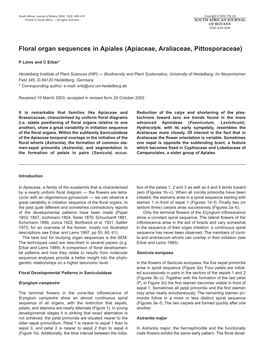 Floral Organ Sequences in Apiales (Apiaceae, Araliaceae, Pittosporaceae)