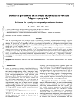Statistical Properties of a Sample of Periodically Variable B-Type