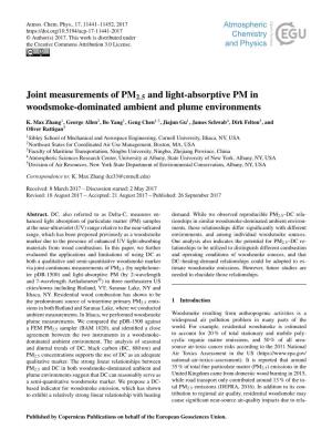 Joint Measurements of PM2.5 and Light-Absorptive PM in Woodsmoke-Dominated Ambient and Plume Environments