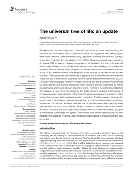 The Universal Tree of Life: an Update