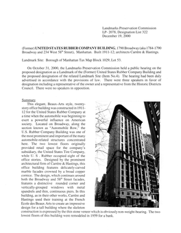 United States Rubber Company Building and the Proposed Designation of the Related Landmark Site (Item No.4)