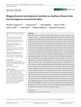 Biogeochemical and Physical Controls on Methane Fluxes from Two Ferruginous Meromictic Lakes