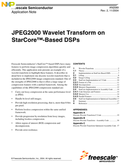 JPEG2000 Wavelet Transform on Starcore-Based Dsps