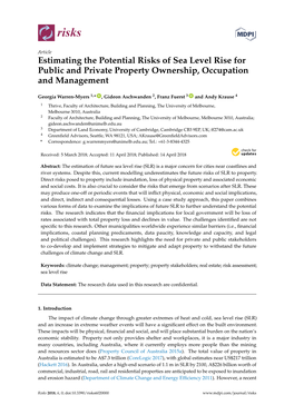 Estimating the Potential Risks of Sea Level Rise for Public and Private Property Ownership, Occupation and Management