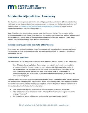 Information Sheet: Extraterritorial Jurisdiction: a Summary