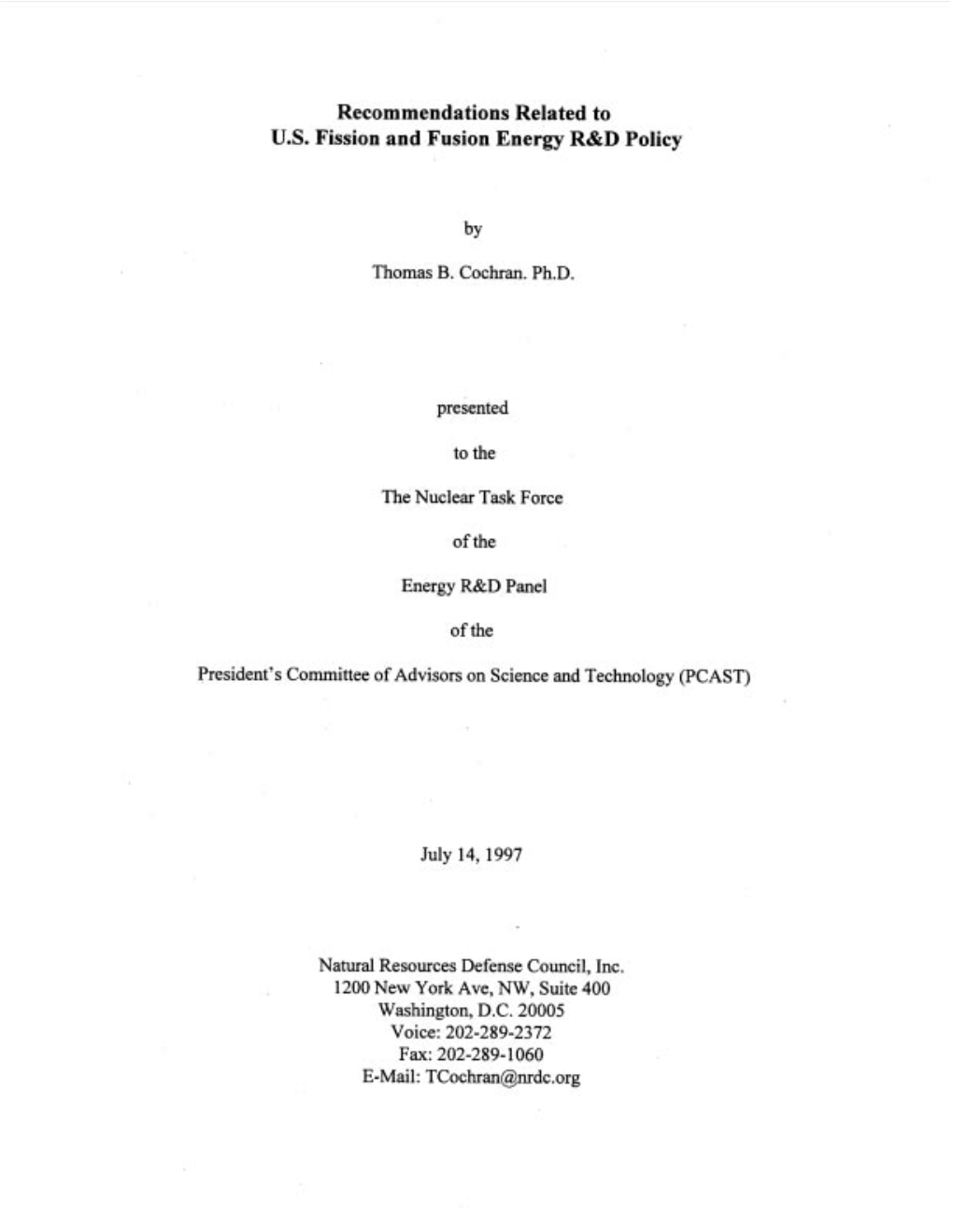 Recommendations Related to U.S. Fission and Fusion Energy R&D
