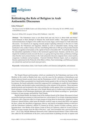 Rethinking the Role of Religion in Arab Antisemitic Discourses
