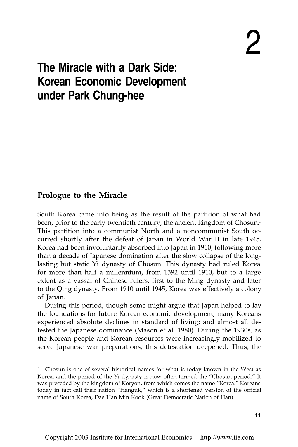 Korean Economic Development Under Park Chung-Hee