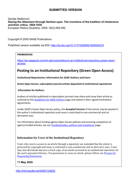 Posting to an Institutional Repository (Green Open Access)