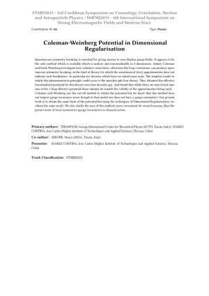 Coleman-Weinberg Potential in Dimensional Regularisation
