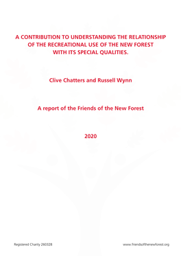A Contribution to Understanding the Relationship of the Recreational Use of the New Forest with Its Special Qualities