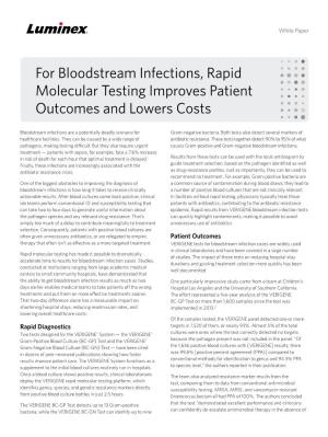 For Bloodstream Infections, Rapid Molecular Testing Improves Patient Outcomes and Lowers Costs