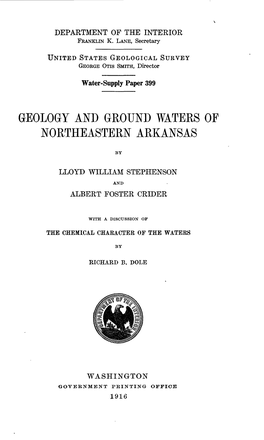 Geology and Ground Waters of Northeastern Arkansas