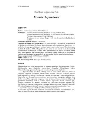 Data Sheet on Erwinia Chrysanthemi