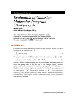 Evaluation of Gaussian Molecular Integrals I