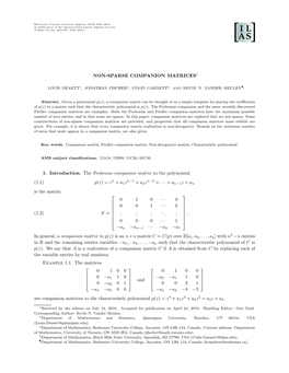 NON-SPARSE COMPANION MATRICES∗ 1. Introduction. The