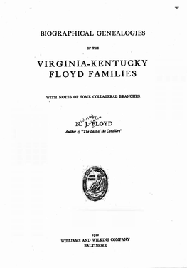 Biographical Genealogies of the Virginia-Kentucky