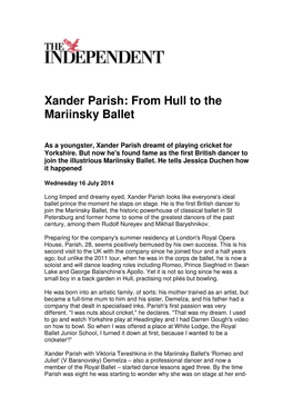 Xander Parish: from Hull to the Mariinsky Ballet