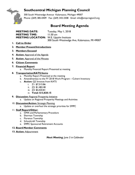 Southcentral Michigan Planning Council Board Meeting Agenda