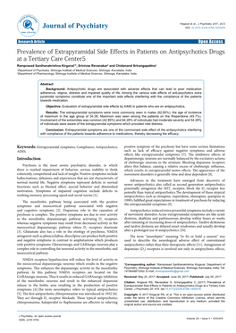 Prevalence of Extrapyramidal Side Effects in Patients on Antipsychotics Drugs at a Tertiary Care Center