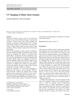 CT Imaging of Blunt Chest Trauma