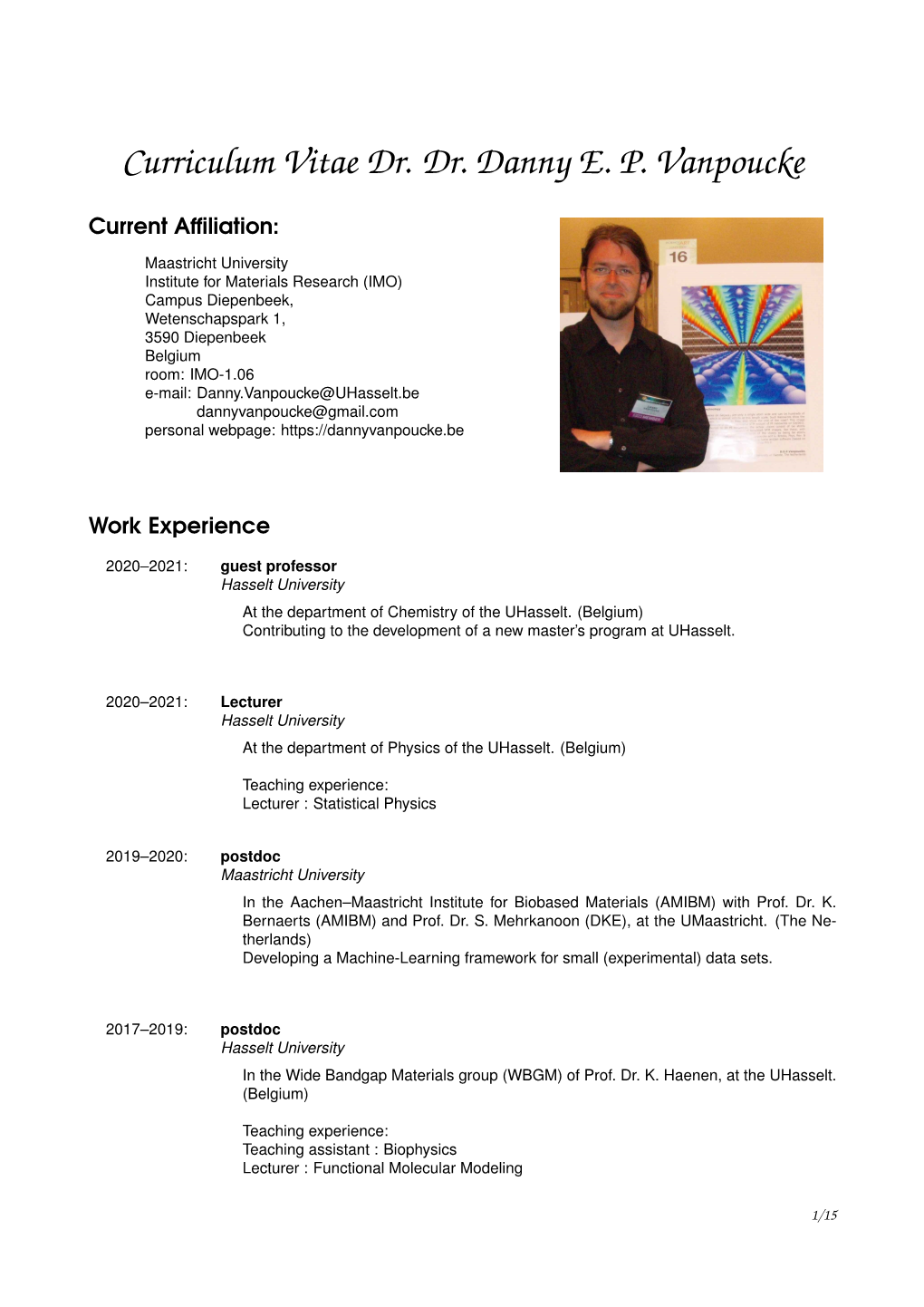 Curriculum Vitae Danny E. P. Vanpoucke