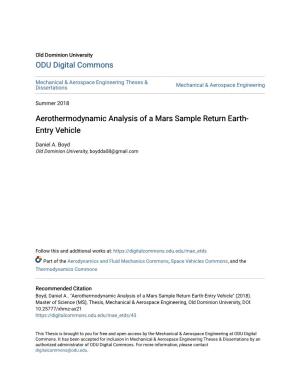 Aerothermodynamic Analysis of a Mars Sample Return Earth-Entry Vehicle" (2018)