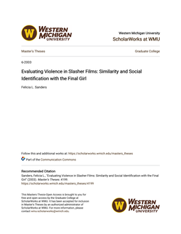 Evaluating Violence in Slasher Films: Similarity and Social Identification with the Final Girl