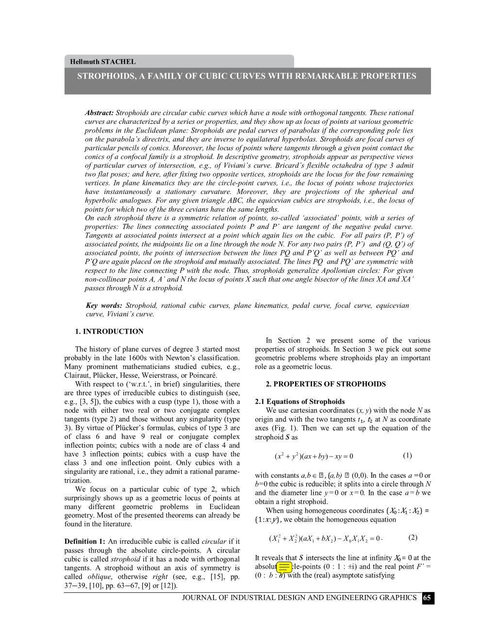 Strophoids, a Family of Cubic Curves with Remarkable Properties