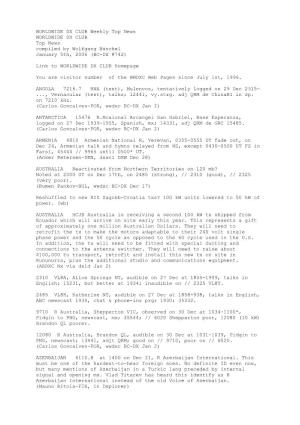 WORLDWIDE DX CLUB Weekly Top News WORLDWIDE DX CLUB Top News Compiled by Wolfgang Büschel January 5Th, 2006 (BC-DX #742)