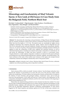 Mineralogy and Geochemistry of Mud Volcanic Ejecta: a New Look at Old Issues (A Case Study from the Bulganak Field, Northern Black Sea)