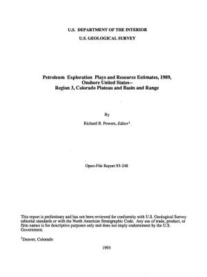 Petroleum Exploration Plays and Resource Estimates, 1989, Onshore United States-­ Region 3, Colorado Plateau and Basin and Range